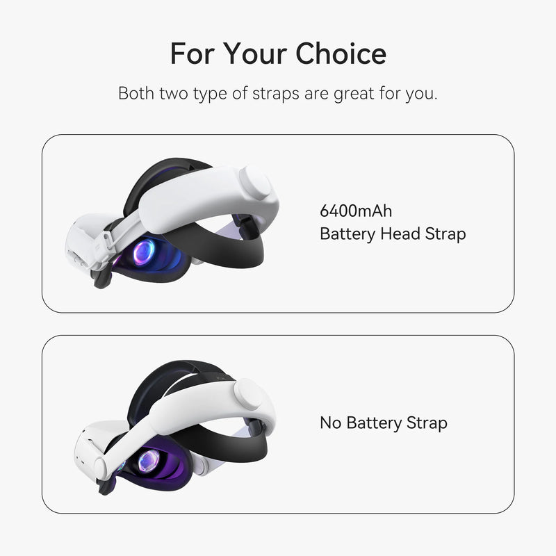 KIWI design Battery Head Strap 6400mAh For Oculus Quest 2 Power Lasting Super Comfort Head Strap For Meta Quest 2 VR Accessories