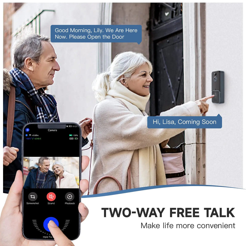 Smart Home T6 Wireless WiFi Video Doorbell Camera Digital Outdoor Door Bell Intercom HD Night Vision Security Protection Aiwit
