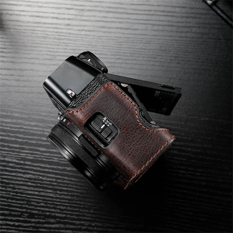 Genuine Leather X100VI Camera Case Half Body Handmade Bag For Fujifilm X100VI cameras accessories