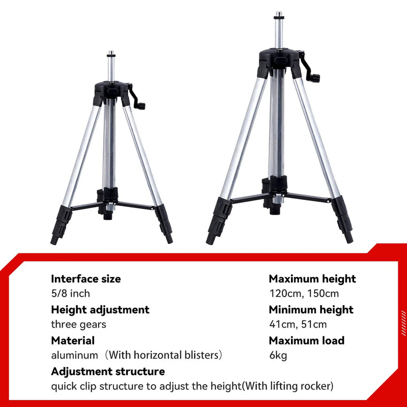1.2M/1.5M Laser Level Tripod Adjustable Height Thicken Aluminum Tripod Stand For Self leveling Tripod Stand Tool For Laser Level